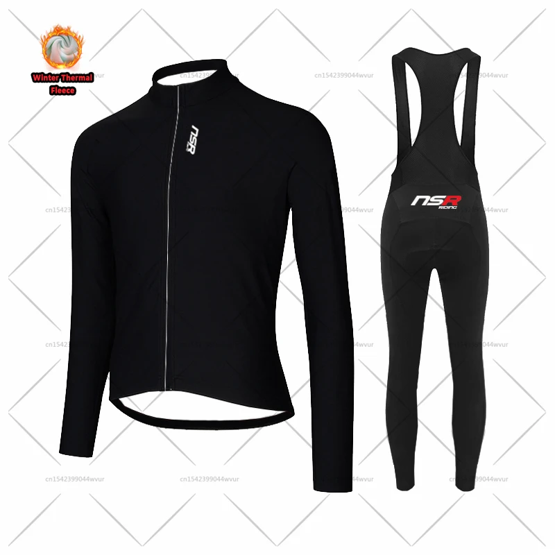 

2022 Korea NSR Winter Thermal Fleece Cycling Jersey set Long Sleeve Bicycle Clothing MTB uniform Men outdoors Sports bike shirts