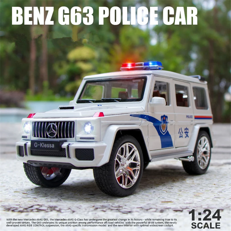 

1:24 Benzs G63 G65 Alloy Police Car Model Diecasts Metal Vehicles Car Model Simulation Sound and Light Collection Kids Toys Gift