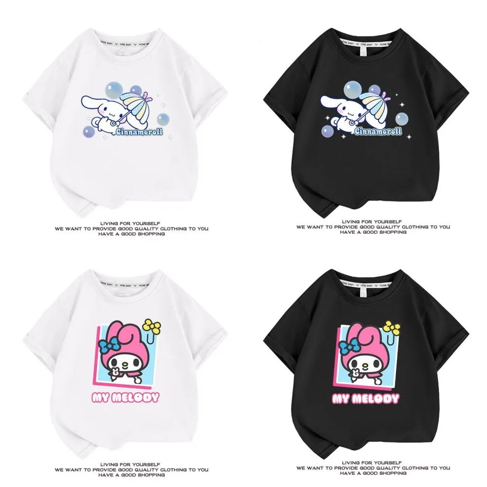 

Sanrios Cinnamoroll My Melody Anime Cartoon Cute Children Summer Clothing Cotton Half Sleeves T-Shirt Girls Tops Short Sleeve