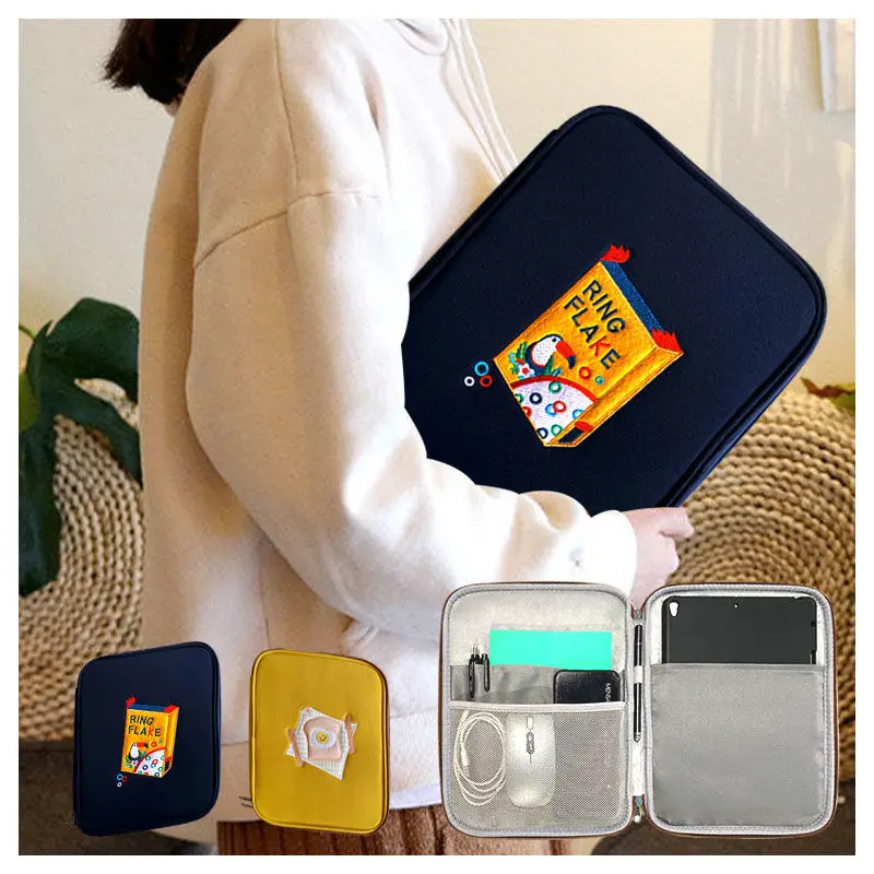 

For Ipad Pro 11 12.9 Protective Case Sleeve Pouch Korean Embroidered Toast Laptop Inner Bag Digital Storage Bag Tablet Bag