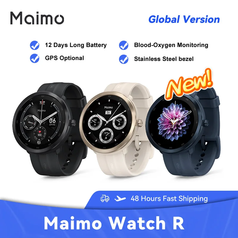 

Maimo Watch R Global Version 1.3" TFT Display Stainless Steel bezel 5ATM Waterproof SpO2 Heart Rate Tracker 115 Exercise Modes