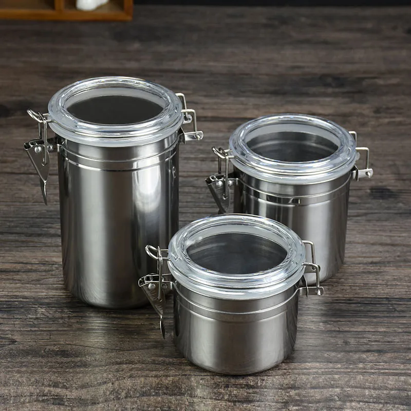 

Stainless Steel Sealed Cans Coffee Milk Powder Tea Grain Storage Tobacco Shredded Moisturizing Jar Gift Buckle Storage Box