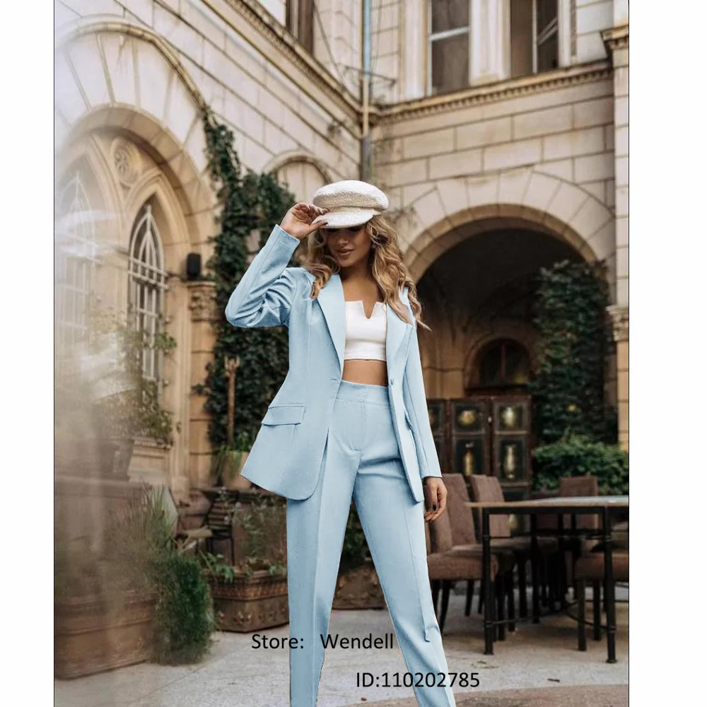 New Women's Suit Slim Fit 1 Button Buckle Collar Custom Wedding Party Dress Jacket + Pants Short Sets of Women 2 Pieces Elegant