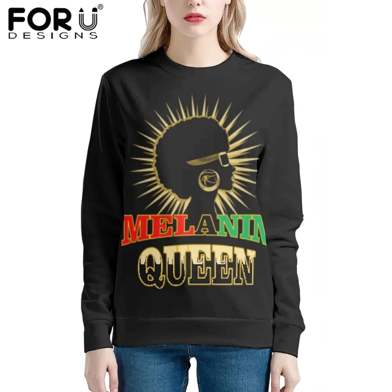 

FORUDESIGNS Stylish Tribal African Queen Print Ladies Hoodies Casual Female Oversized Sweatshirts O-Neack Pullover Hoody Autumn