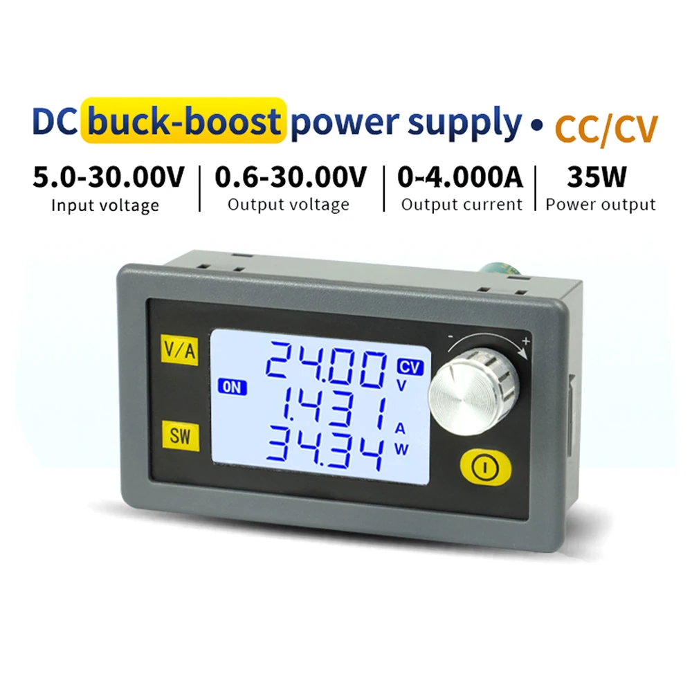 

DC DC Buck Boost Converter CC CV 0.6-30V 4A Power Module Adjustable Regulated Laboratory Power Supply 5V 12V 24V
