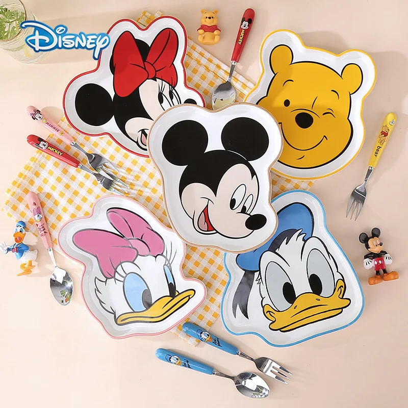 Disney Mickey Mouse Minnie Mouse Cartoon Ceramic Plates Kawaii Dessert Plate Cute Pastry Salad Plate Dishes