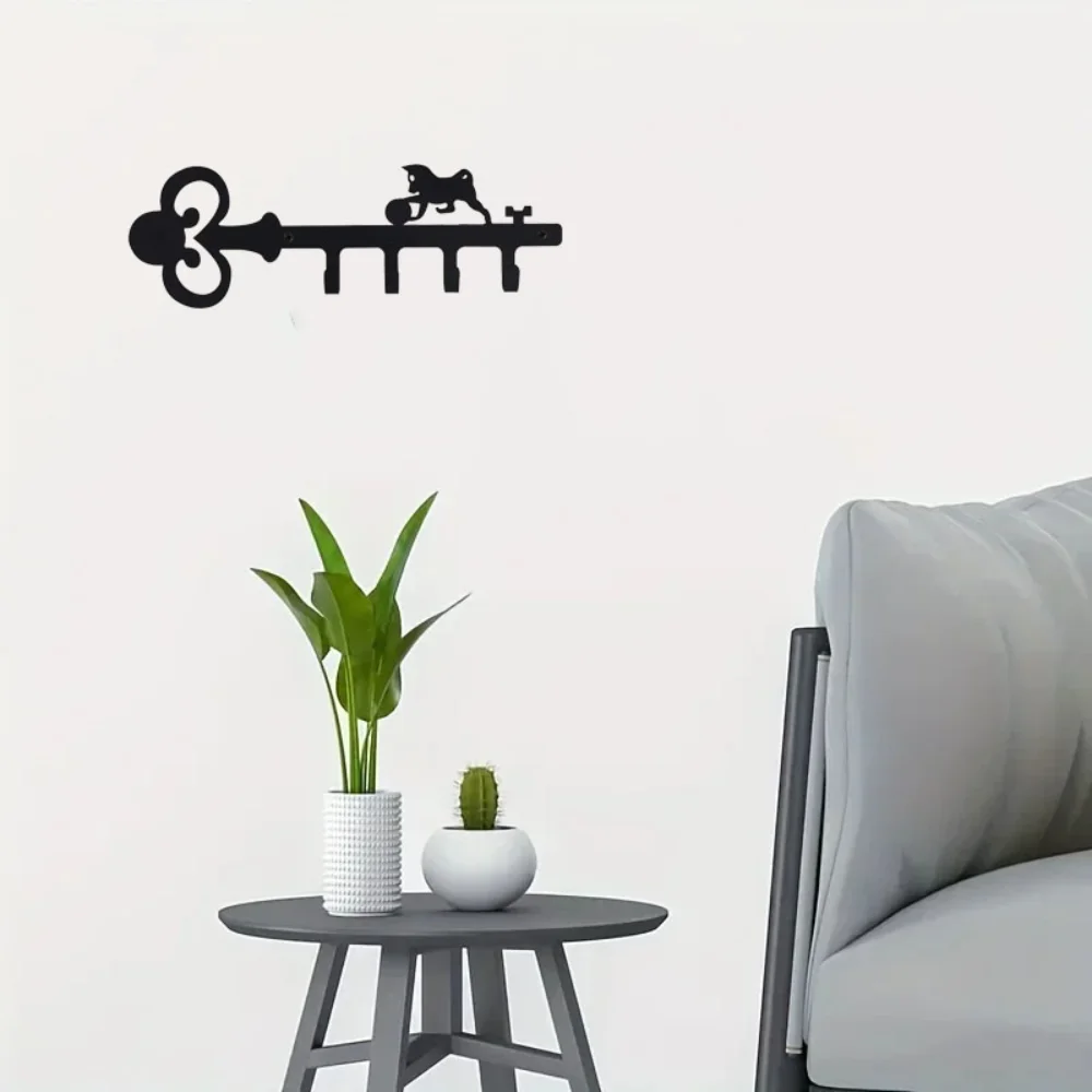 Элегантный черный декоративный настенный железный держатель для ключей дома Sweet