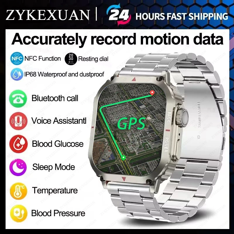 

Прочные Военные Смарт-часы, мужские спортивные часы с GPS-треком, водонепроницаемые Смарт-часы IP68 1,95 дюйма с искусственным интеллектом, голосовым интерфейсом, Bluetooth, звонками, новинка 2023