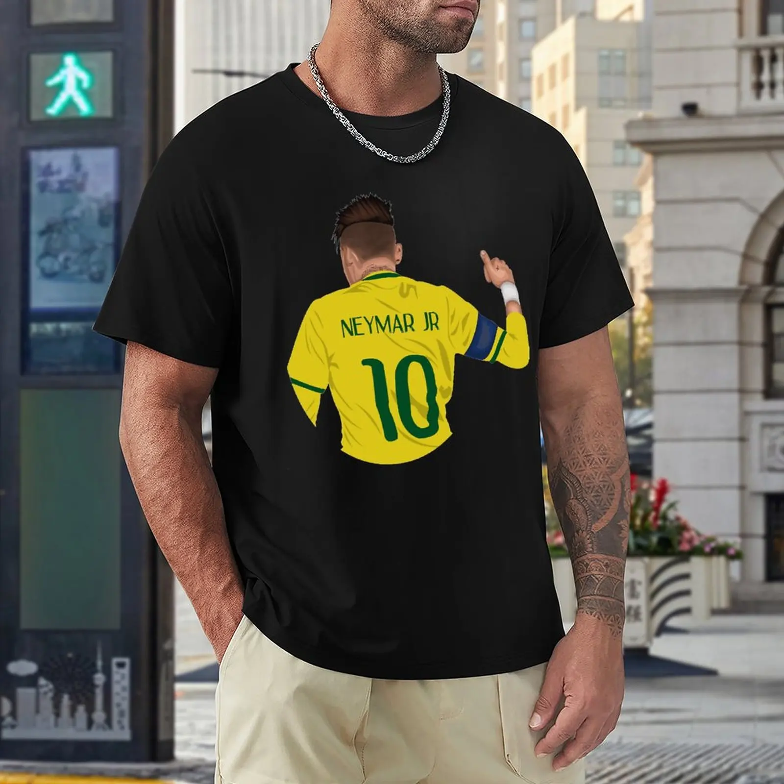 

Football Player Graphic Cool Brazil Neymars And Da Silvas Junior Title Top Tee High Grade Sports Activity Competition Eur Si