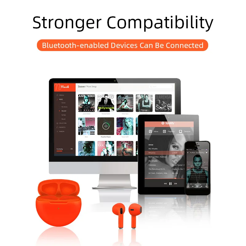 Фото TWS Air Pro 6 наушники Bluetooth наушники с микрофоном 9D стерео Hifi наушники для iPhone IOS Android Беспроводная Bluetooth-гарнитура №5