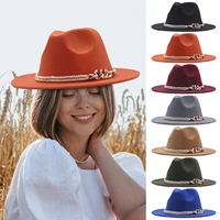 felt panama hat women retro wide brim fedora hat with belt warm wool hats ladies fashion fall hats jazz hat panama fedora hats