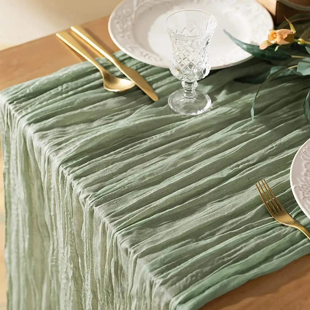 

300*90cm Cheesecloth Table Runner For Wedding Birthday Party Bridal Shower Soft Extra Long Gauze Table Runner Table Towel R9O3
