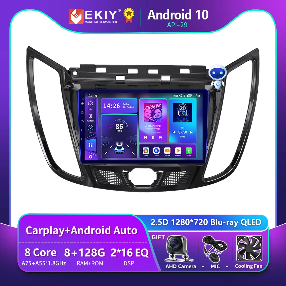 EKIY T900 Car Radio For FORD C-Max Kuga Escape 2010+ Android 10 Multimedia Stereo GPS Navigation Carplay Auto BT Player 2din DVD