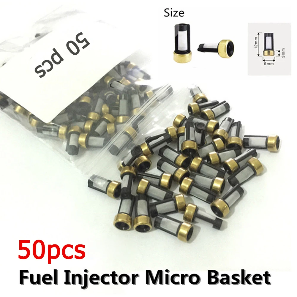 

50pcs Full Fuel Injector Micro Basket Filter Universal Fit For ASNU03C Injector Repair Tools 6x3x12mm Auto Replacement Parts
