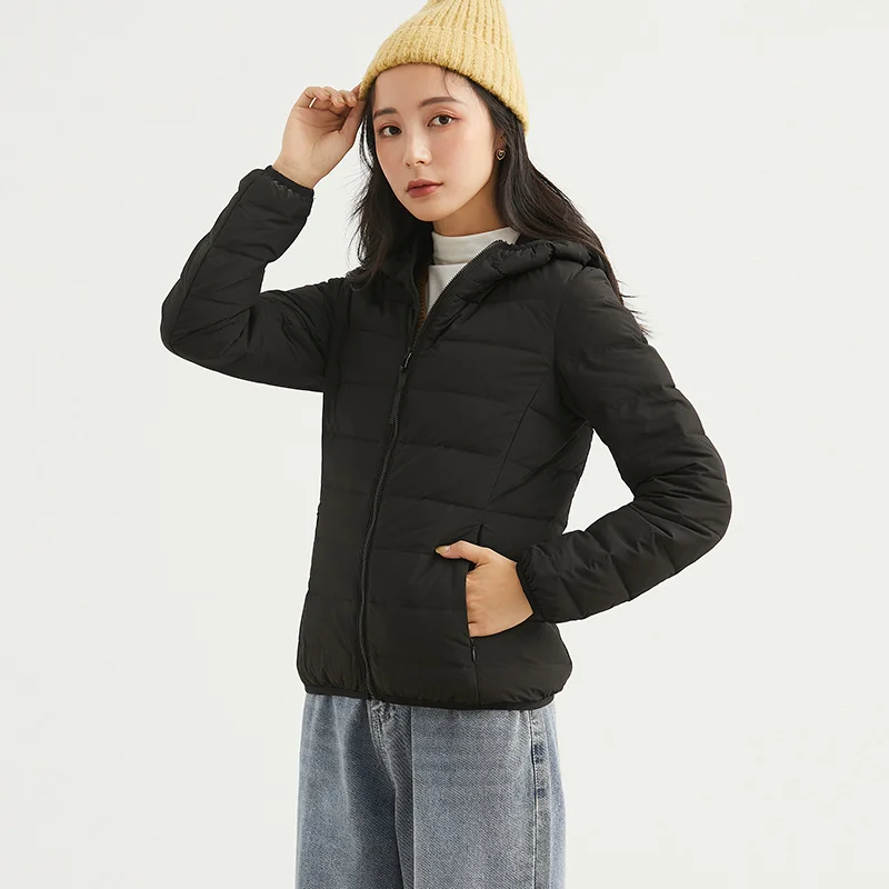 

Women's Jackets Autumn 90% White Duck Down Coat clothes Femme Light Thin Short Korean Parka Hooded Kurtka Damska SQQ470