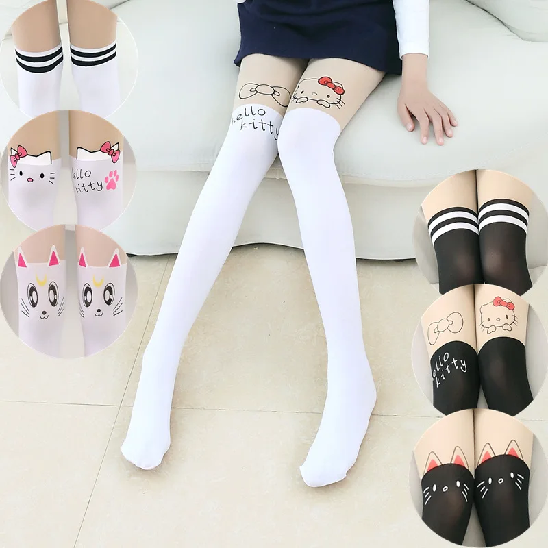 

HELLOKITTY children's pantyhose spring and winter thin section of white spell silk socks girls bottoming pants