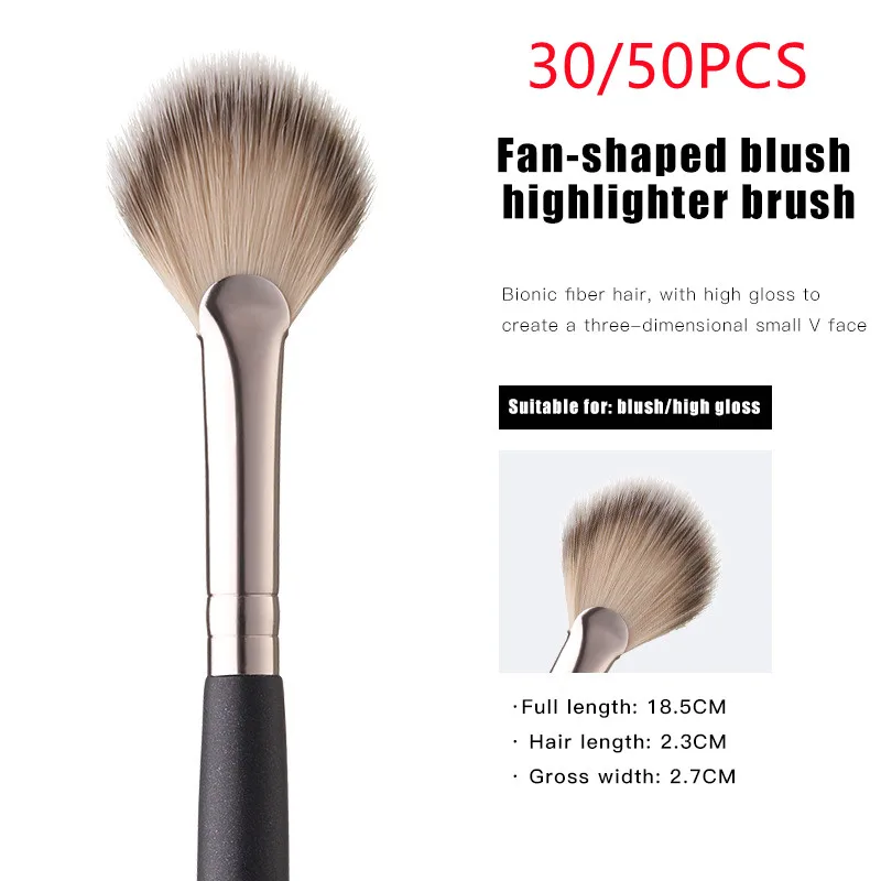 

30/50PCS Professional Fan Makeup Brush Blush Brush High Light&Loose Powder Brush Eyebrow Eyeshadow Brush Makeup Tools