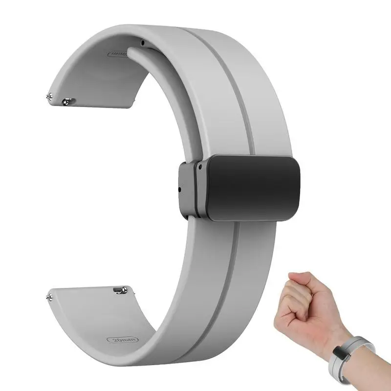 Ремешок для часов 20 мм, магнитный быстросъемный ремешок для часов, силиконовый регулируемый ремешок для смарт-часов, сменный универсальный для большинства часов
