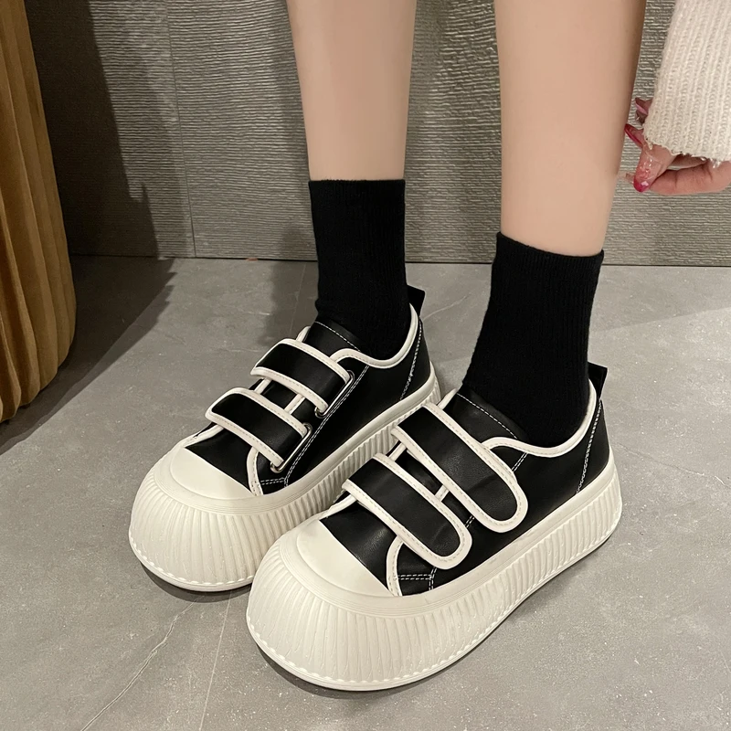 

Casual Woman Shoe Round Toe British Style Autumn Shallow Mouth Clogs Platform Small Preppy Summer Fall Creepers New PU Leisure H