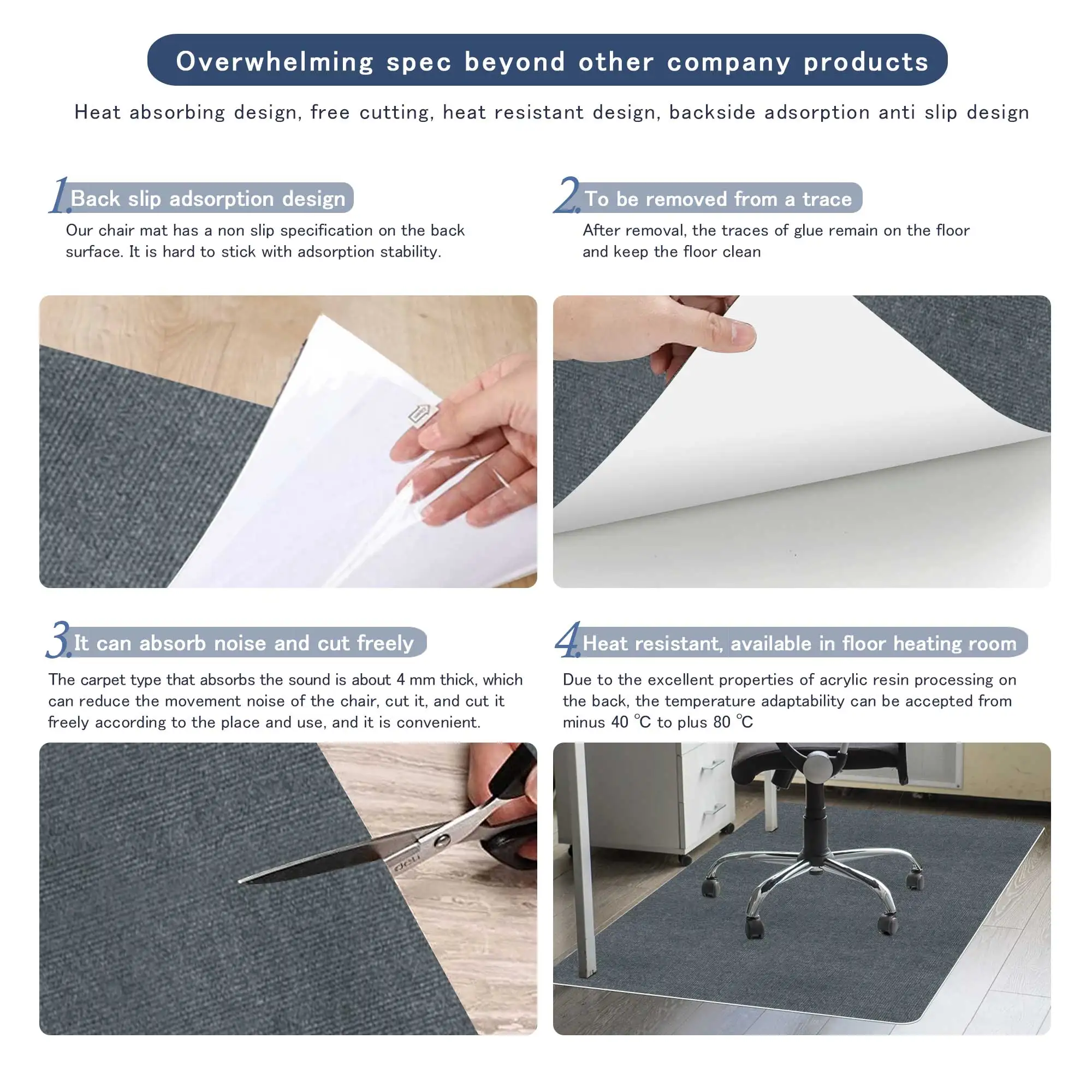 Keilymat 90x120 См Коврик Для Офисного Стула С Поверхностью Из Твердой Древесины