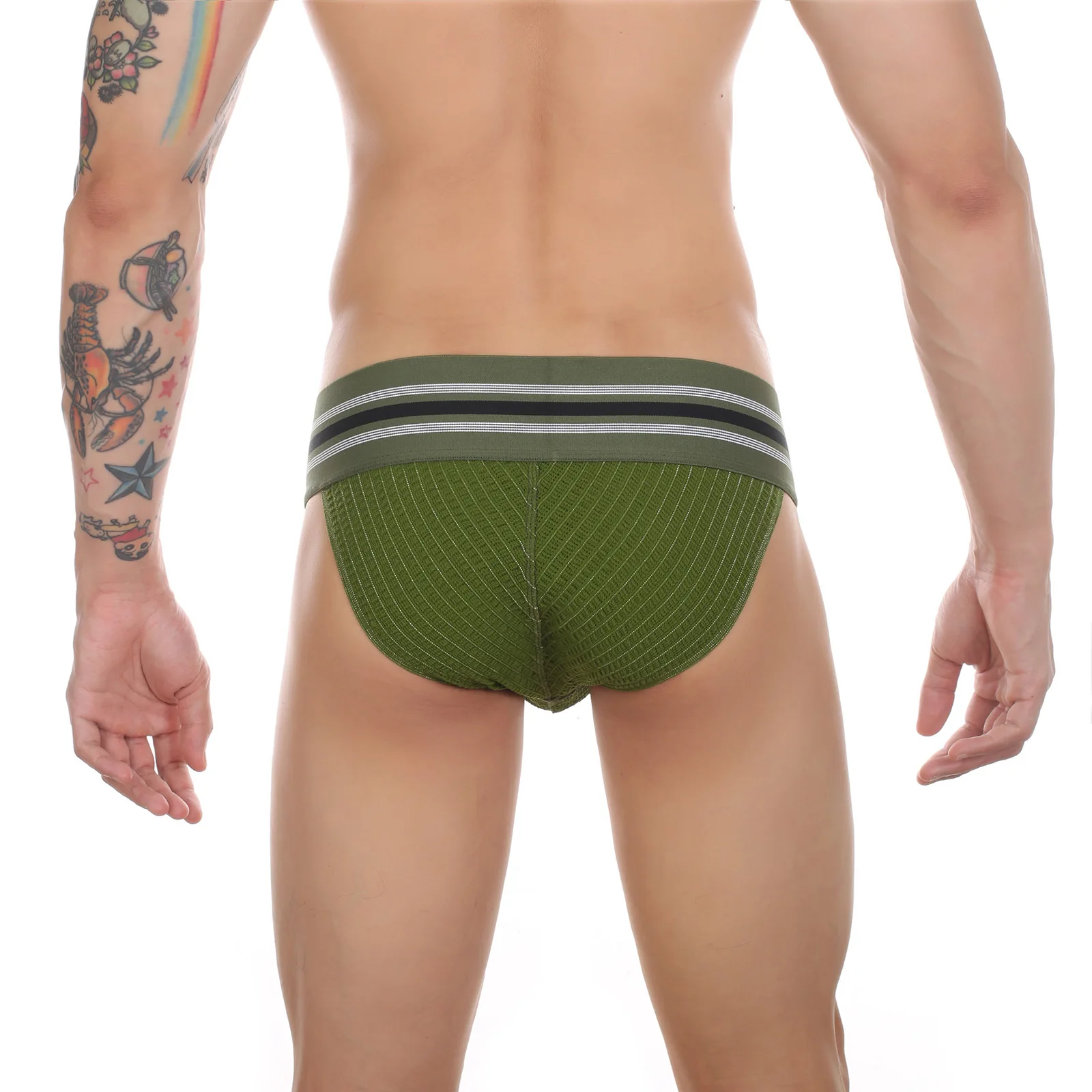 Men's Super Wide Waist Underwear Trend High Fork Rainbow Briefs High Bounce Personality Sports Fitness