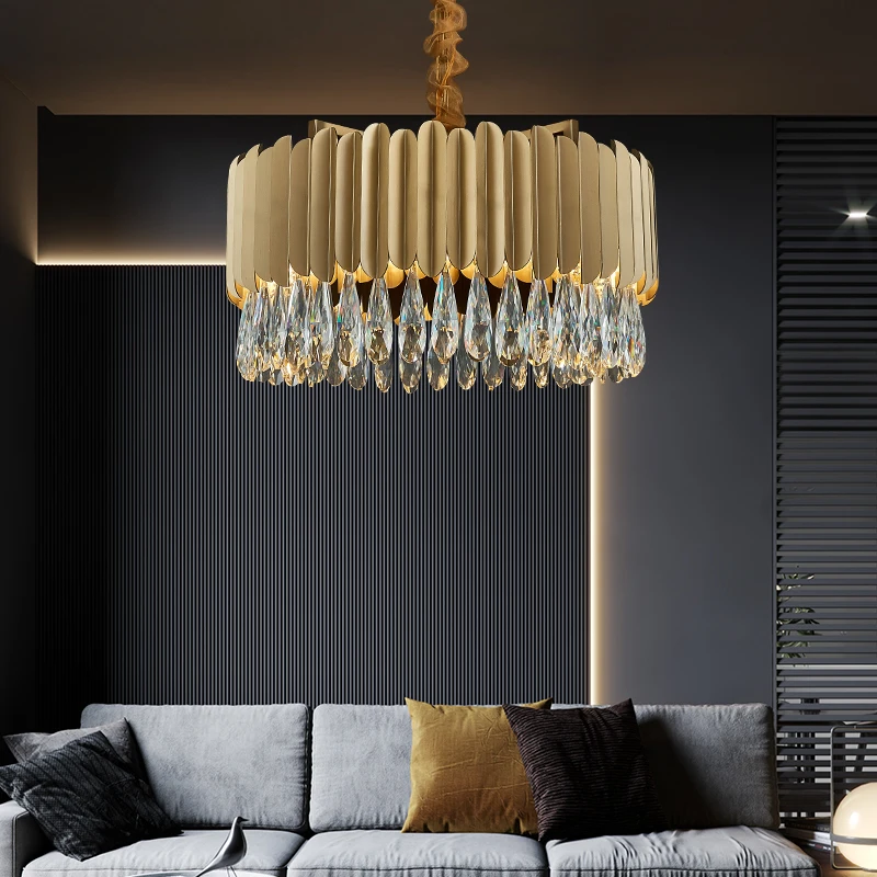 

LED Art Chandelier Pendant Lamp Light Crystal Postmodern Luxury Living Bedroom Hanging Villa Lobby Home Deco Fixtures