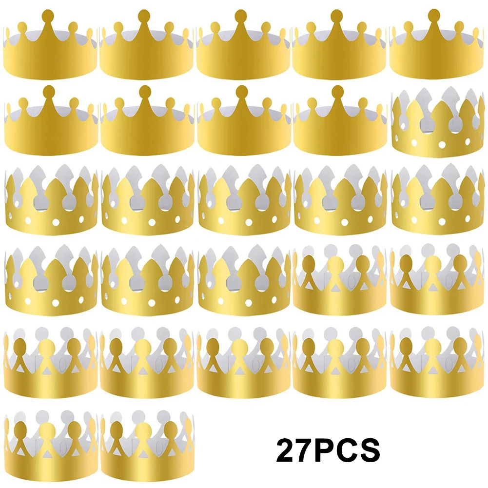 

27pcs Baby 1st Birthday King Crown Kids 2nd 3rd Happy Birthday Party Decor Gem Hat Children One Year Old Birthday Decor For Head