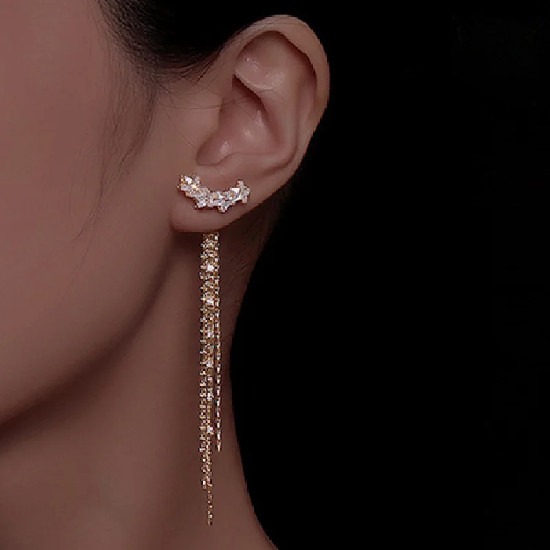 

Star Tassel Earrings Dangle Wholesale Long Pendant For Women Korean Charm Luxury Crystals Jewelry 2022 Fashion Aesthetic Earring