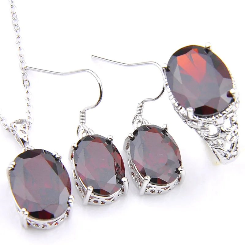 Набор ювелирных изделий Luckyshine овальная огранка Радуга лунный камень драгоценный