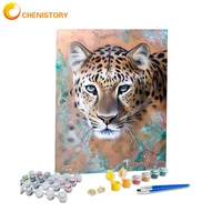 chenistory 60x75cm diy paint by number kits for adults kits leopard frameless oil painting by numbers animal digital painting wa