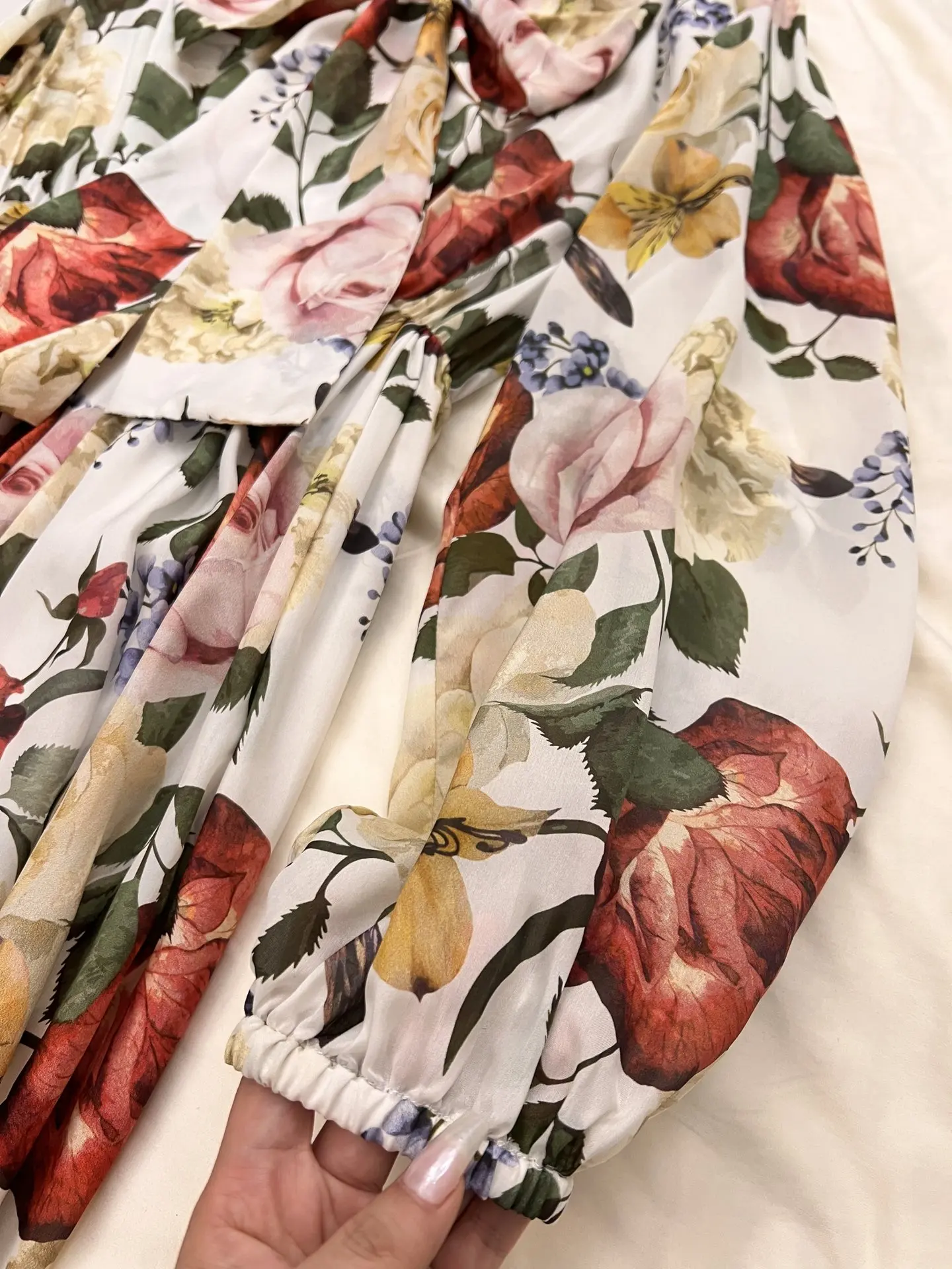 Женское платье-трапеция из 100% шелка с длинным рукавом и поясом на резинке