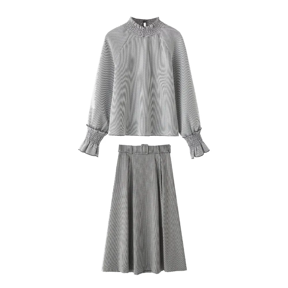 Женский Весенне-летний Клетчатый Комплект-рубашка В Европейском И Американском