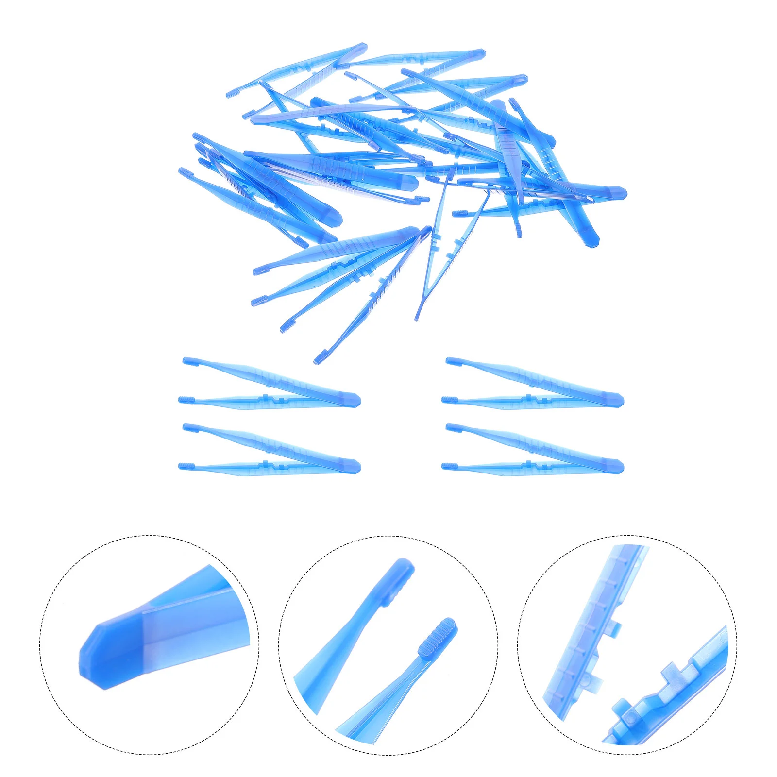 

100pcs Disposable Tweezers Medical Beads Tweezers Plastic Craft Tweezers (Blue)