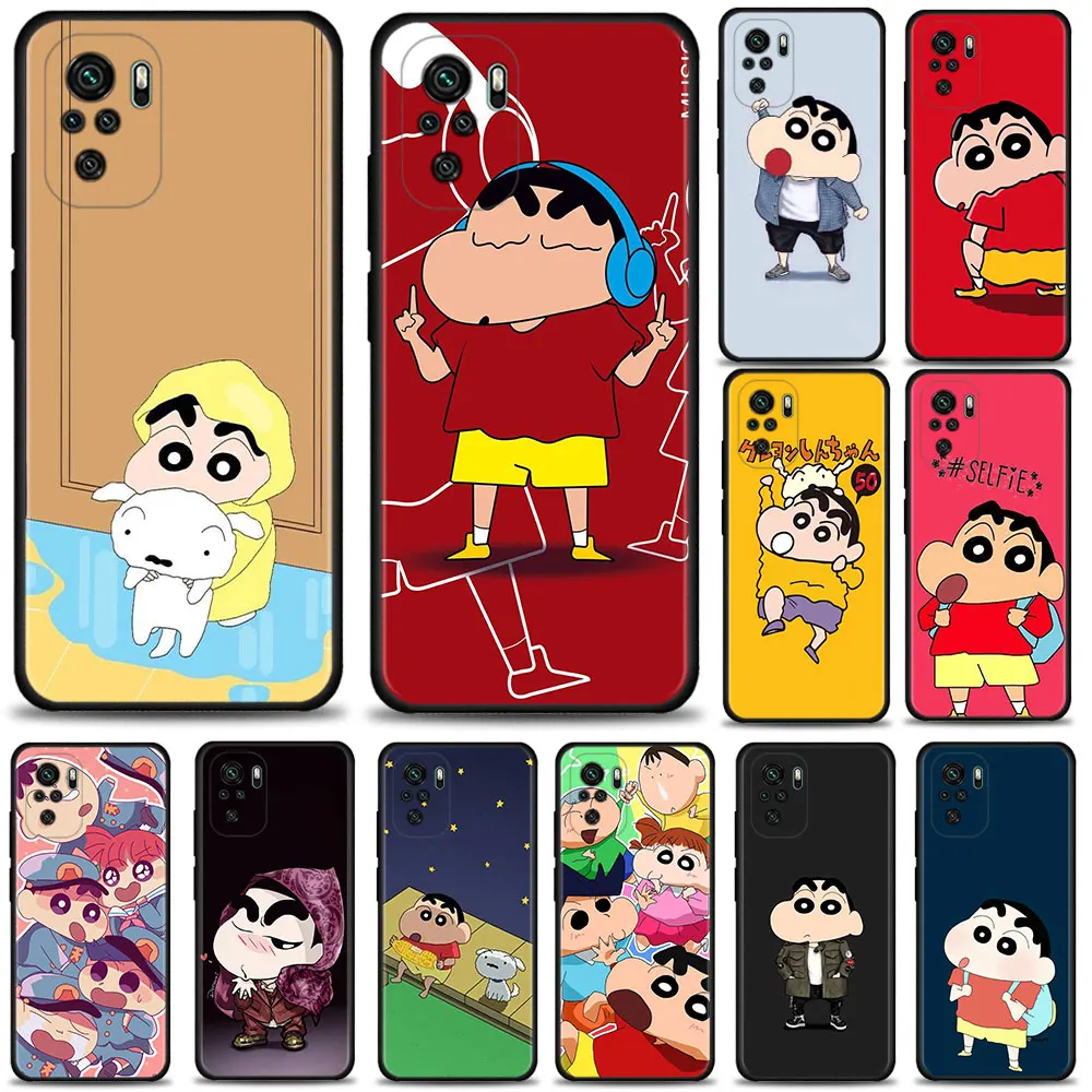 

Shinchan Fun Phone Case for Xiaomi Redmi Note 9s 9 10 11 8 pro 7 11t 9t 8t 9 9a 9c 8 k40 Cover Silicone Coque