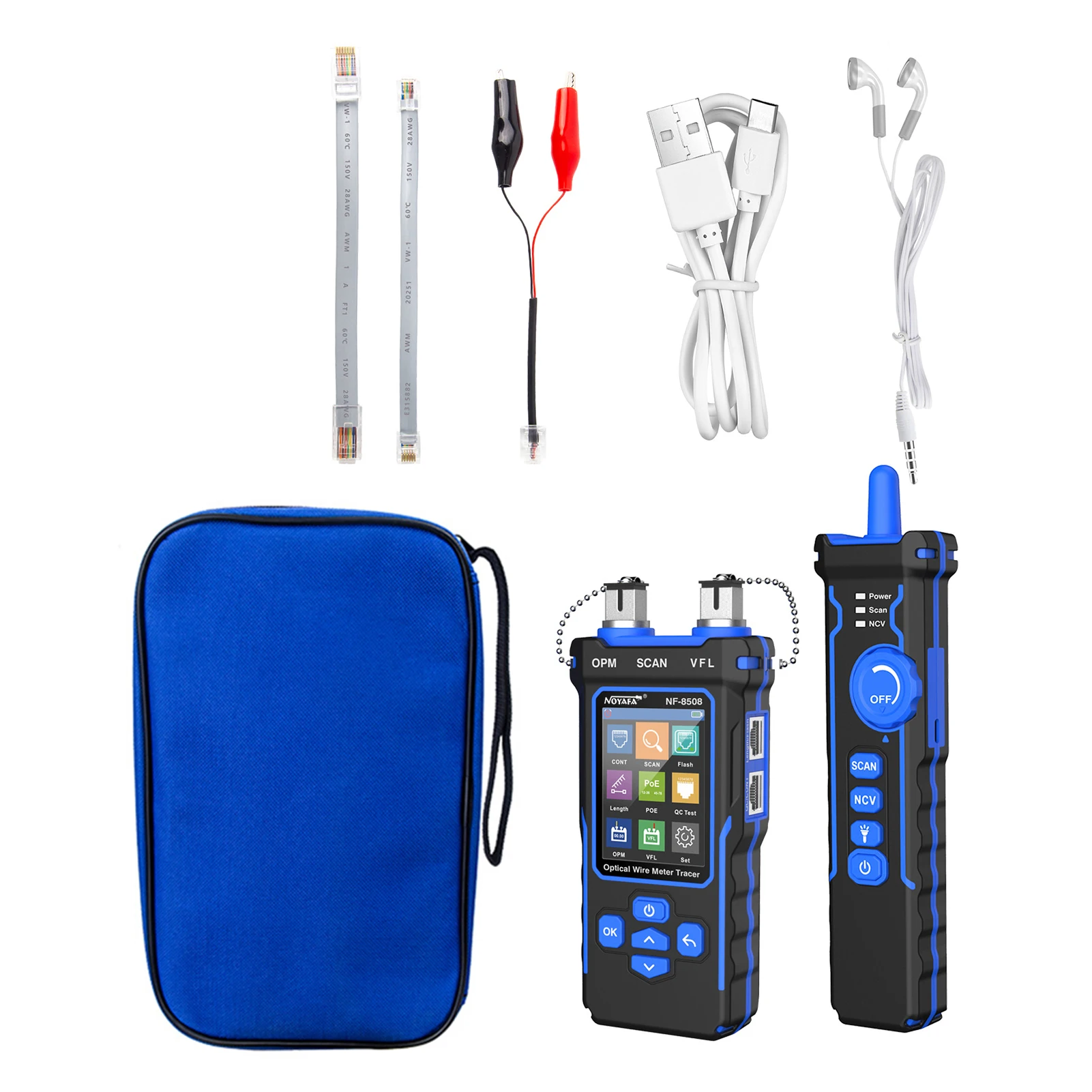 NOYAFA NF-8508 Оптический измеритель проводов, тестер цифрового сетевого кабеля с ЖК-дисплеем, перезаряжаемый сетевой прибор для обнаружения про...