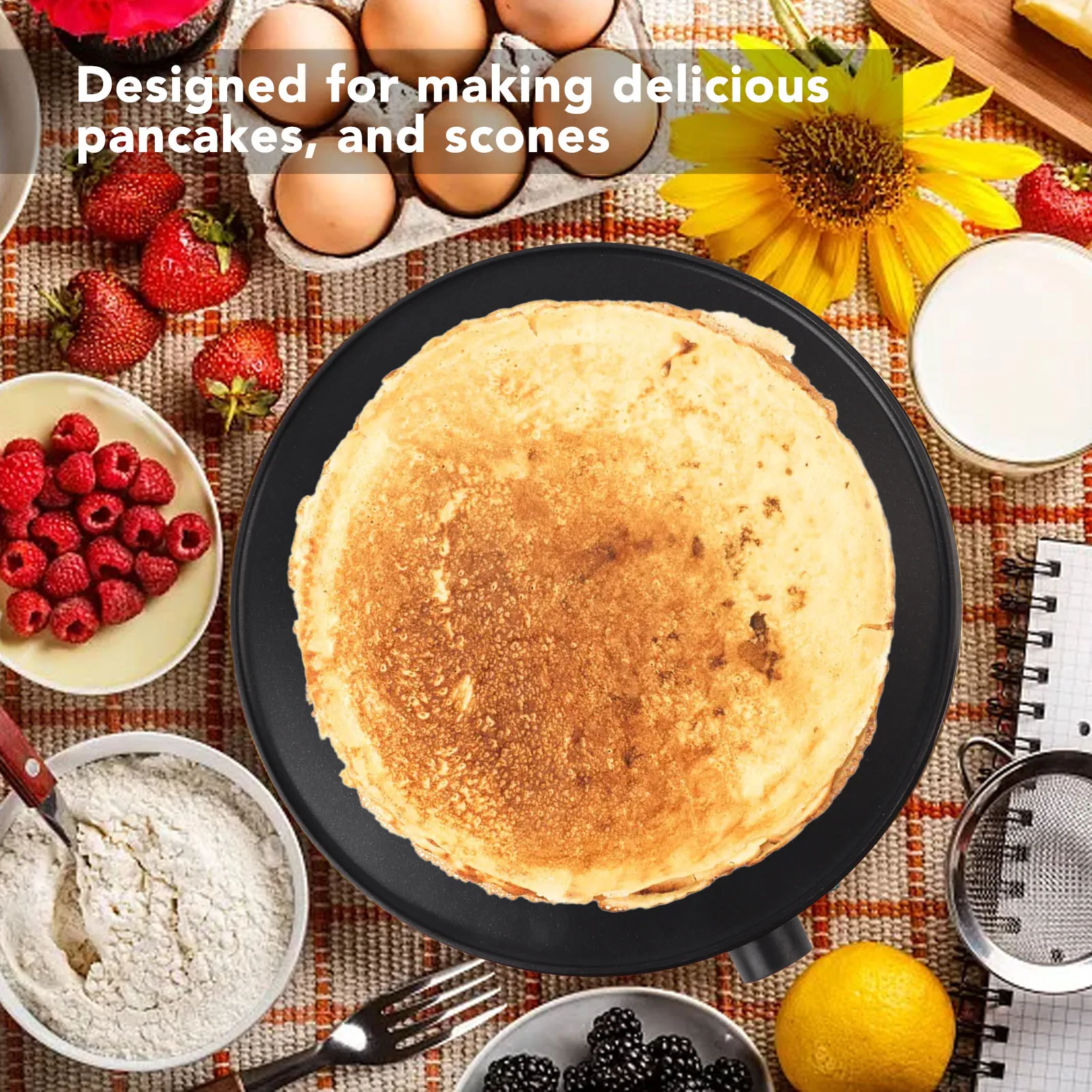 12-дюймовая Электрическая Блинница С Антипригарным Покрытием