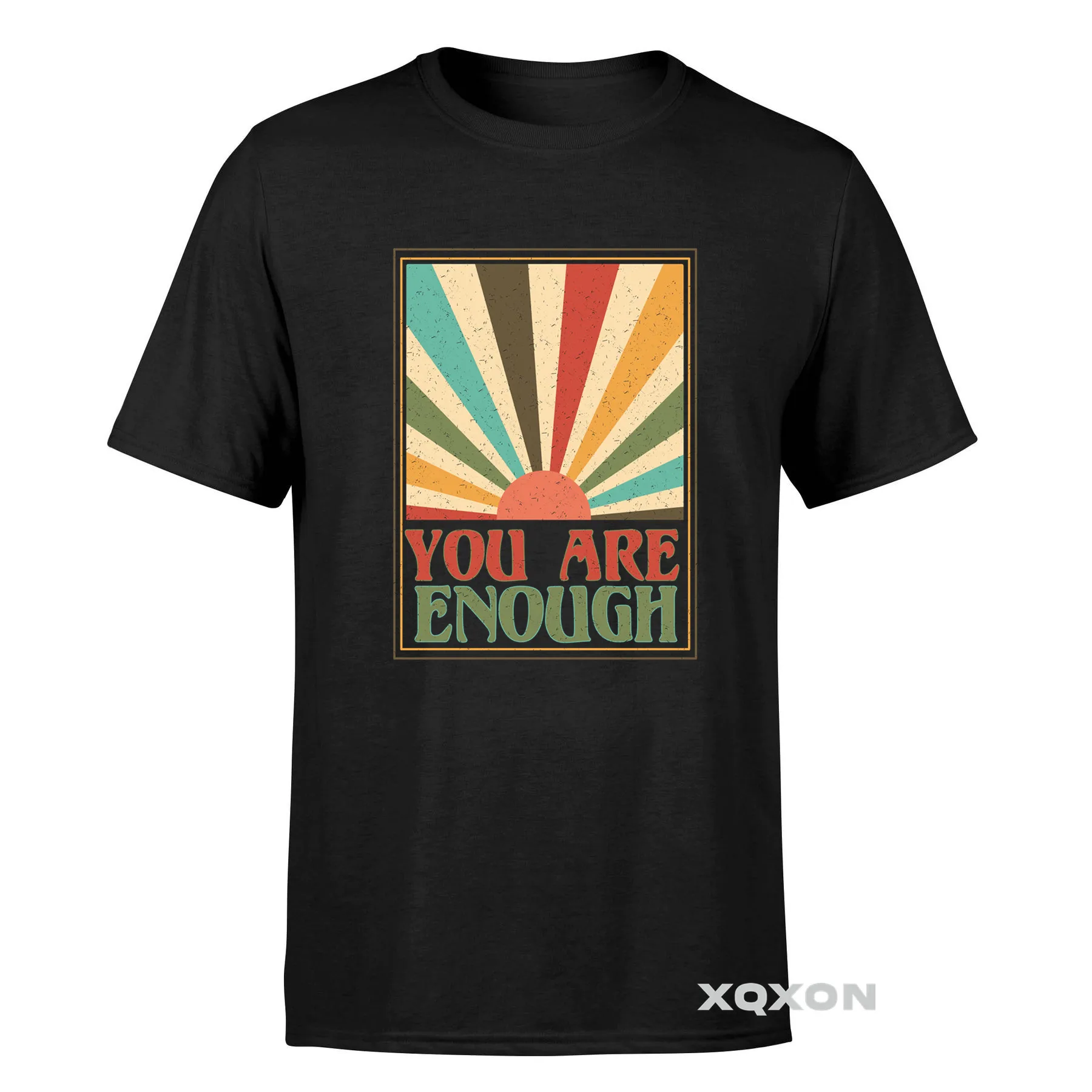 

New Harajuku Retro Vintage High Quality Cotton T-shirt for Men You Are Enough Print Casual Summer Short Sleeves Man T Shirt