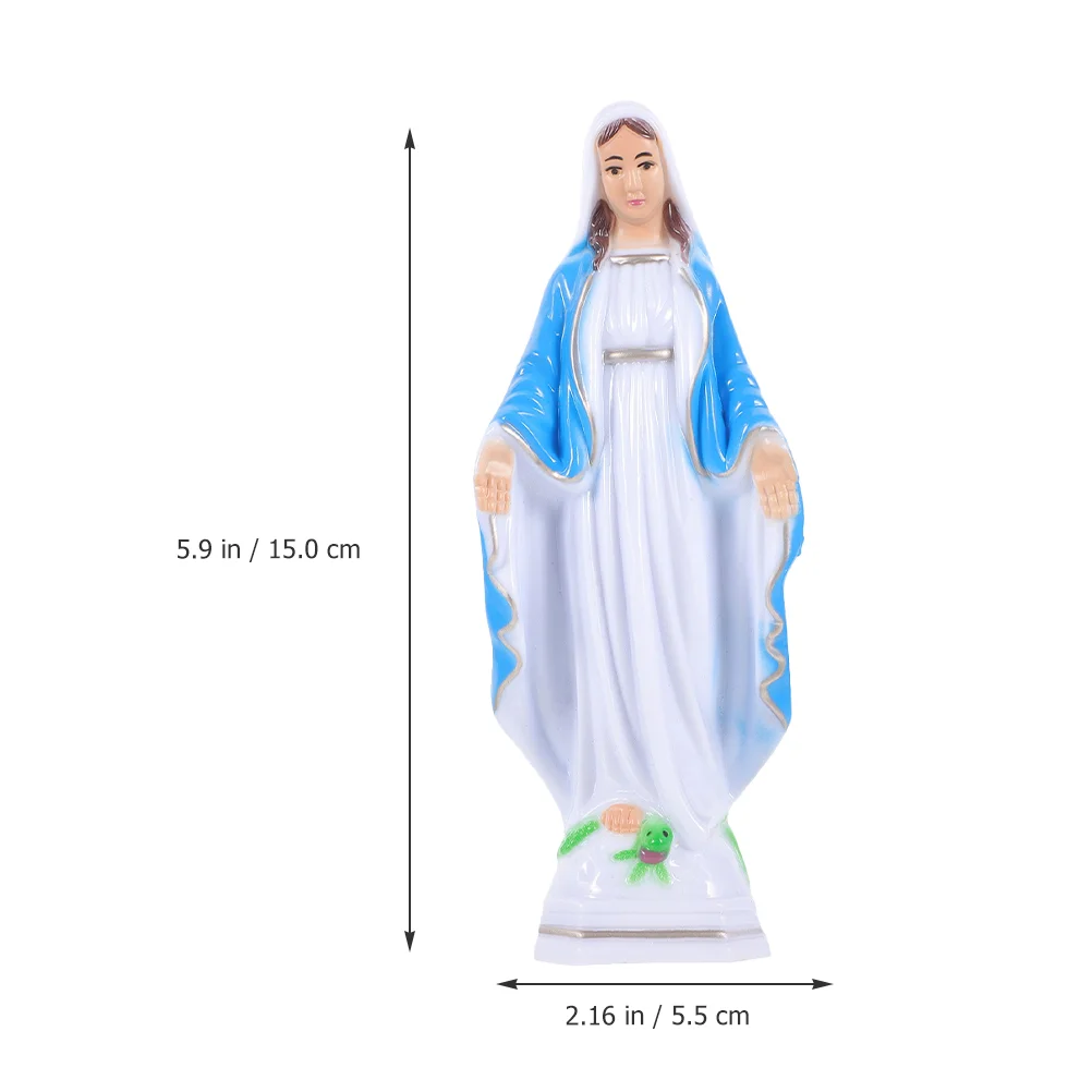 

Virgin Mary Madonna Statue Plastic Figurine Decor Home Sculpture Miniature Table Top Ornament Desktop