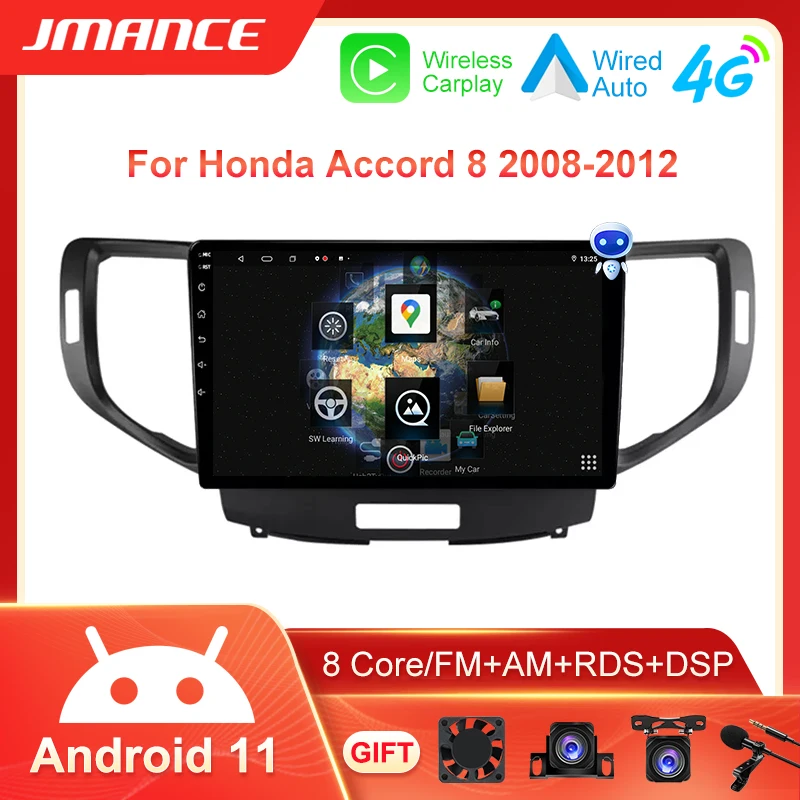 Android 11 AI Voice For Honda Accord 8 2008 - 2012  3D Multi
