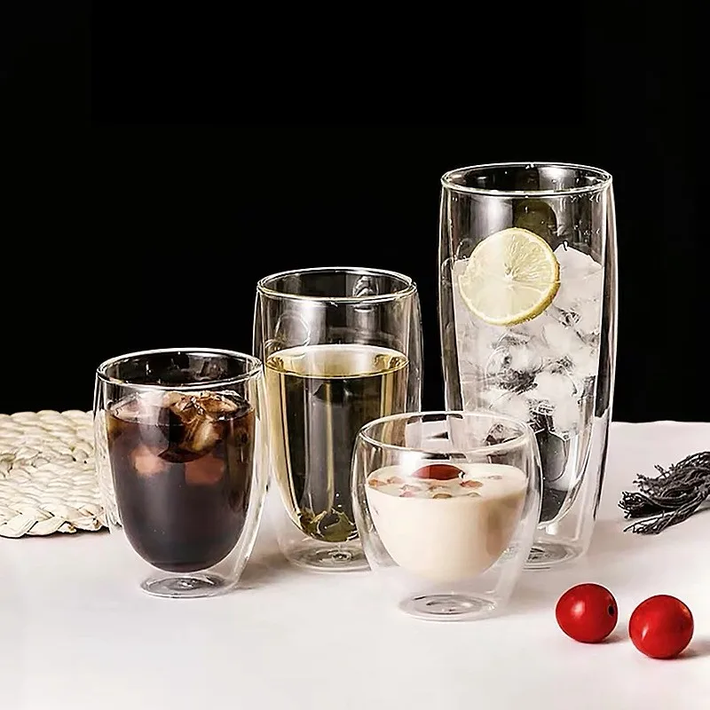 

Double Bottom Glass Whiskey Wine Glasses Drinking Tumbler Vodka Cup Coffee Juice Water Cups Tea Creative Milk Mug Wholesale