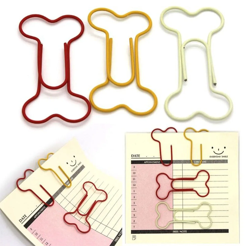 

24pcs/pack Useful Stationery School Supplies Office Crafts For Scrapbook Paper Clips Dog Bone Shape Colorful Art Projects Metal