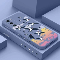 geese flying phone case for huawei p40 p50 p30 p20 pro lite nova 5t y7a mate 40 30 20 pro lite liquid silicone cover