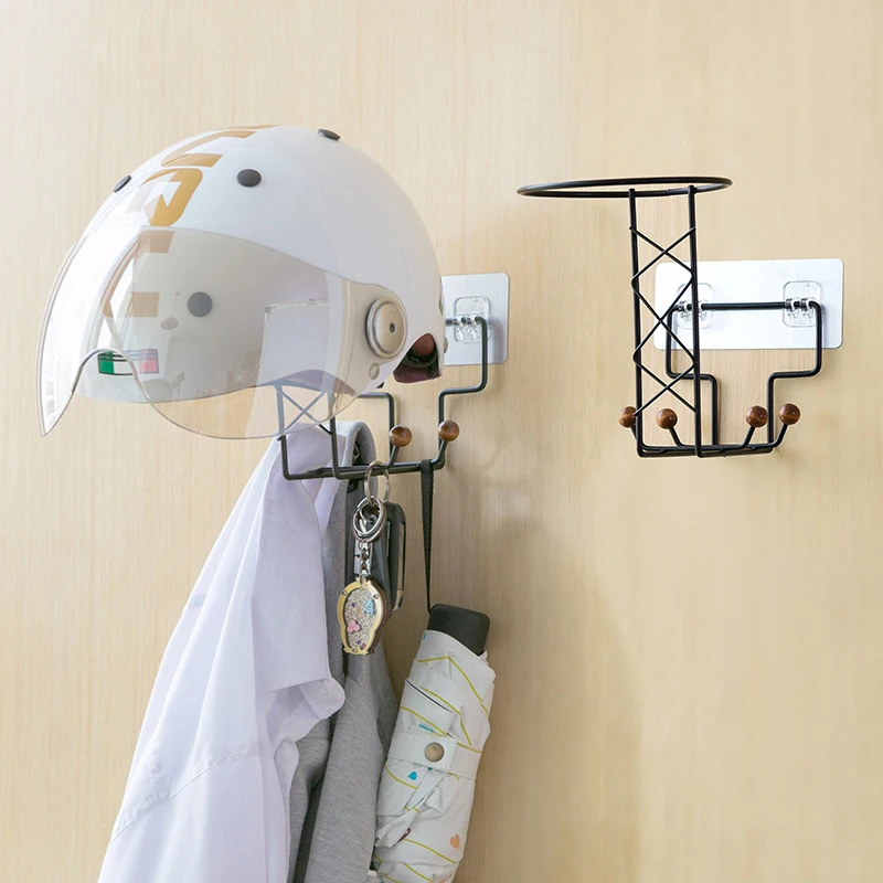

Wall Mounted Motorcycle Helmet Holder Display Stand Hanger Support Rack 4pcs Hooks For Coats Hats Caps Punch Free Multipurpose