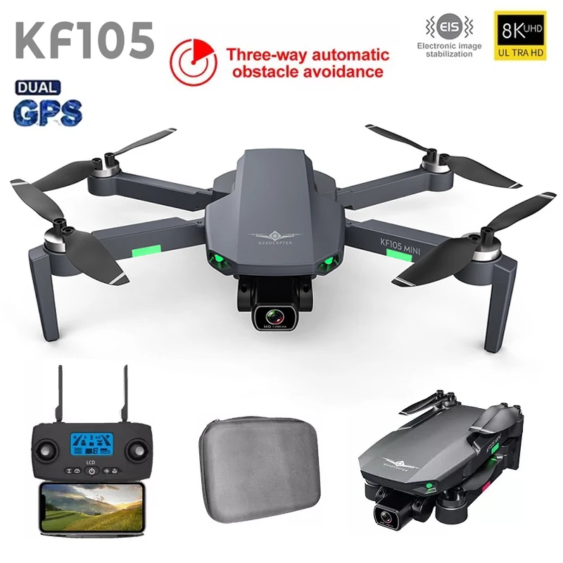 Фото KF105 Профессиональный GPS Дрон 4K HD Камера Автоматическое визуальное предотвращение препятствий Бесщеточный складной квадрокоптер RC Дрон VS KF102 MAX №1