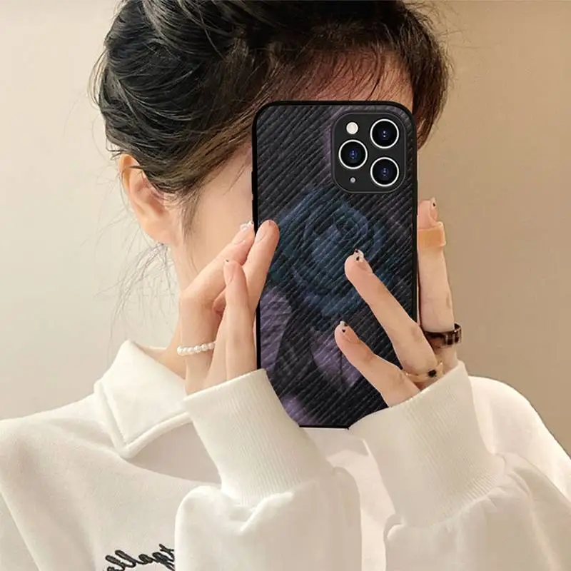 

Blue rose flower Phone Case Hard Leather Case for iPhone 11 12 13 Mini Pro Max 8 7 Plus SE 2020 X XR XS Coque