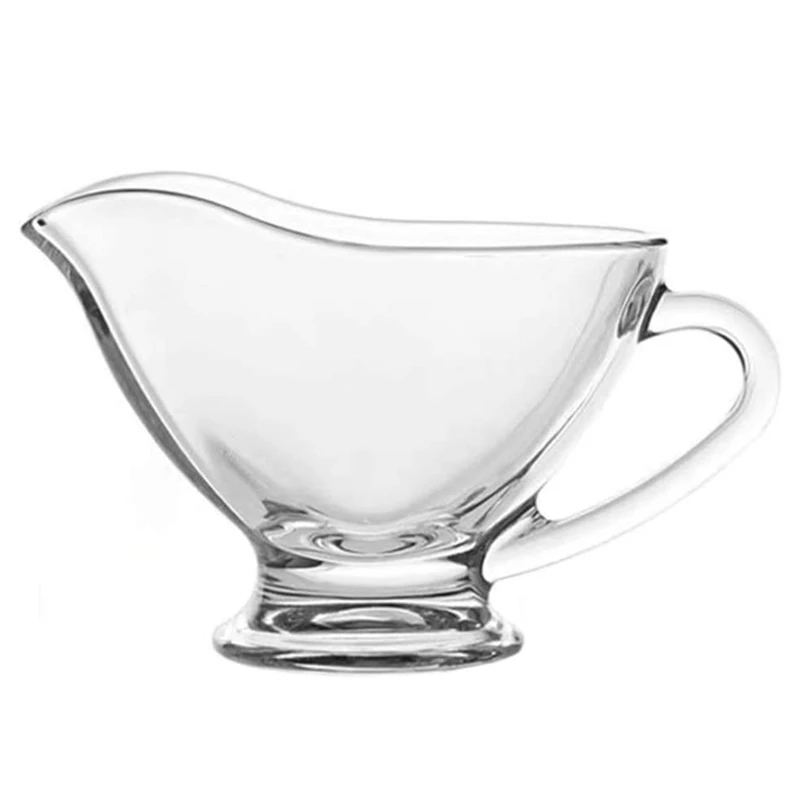 

4Pcs Clear Glass Gravy Boat Sauce Boat Seasoning Saucer Jug Western Tableware for Salad Dressings Creamer Dessert Cup