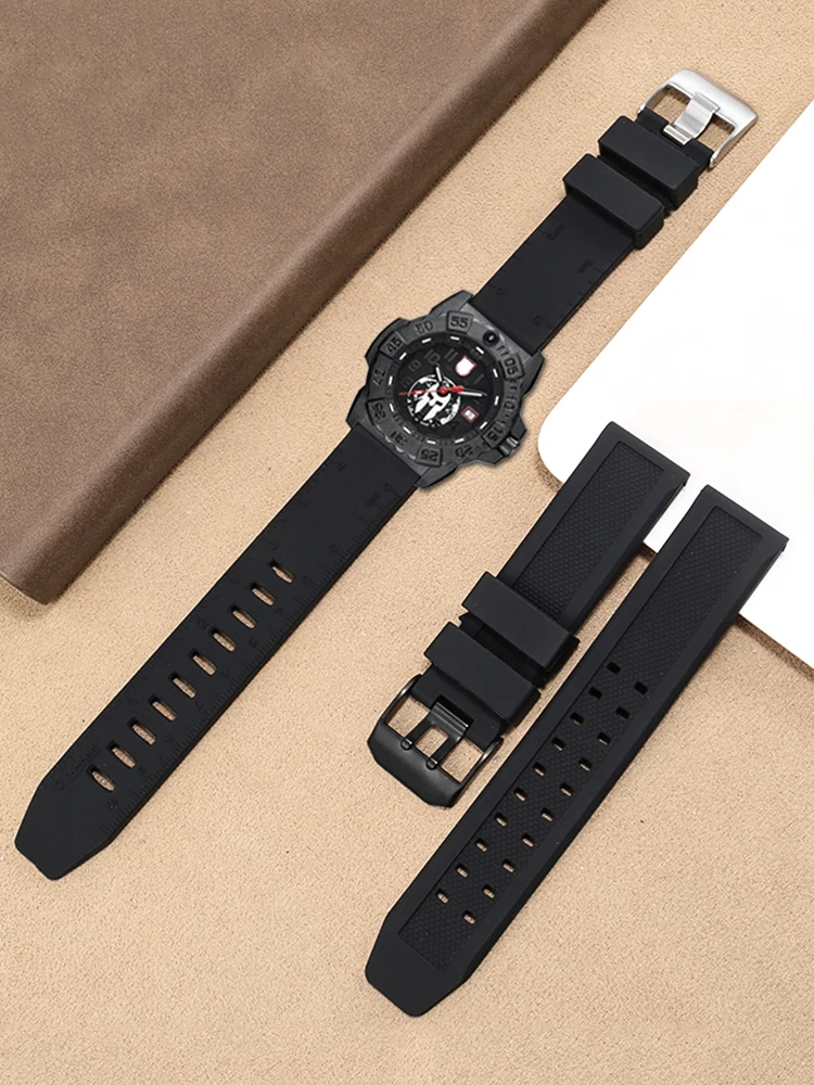 20 22 23мм Резиновый ремешок для часов подходит для LUMINOX 3051 0151 Черный силиконовый замок для иглы аксессуары на запястье.
