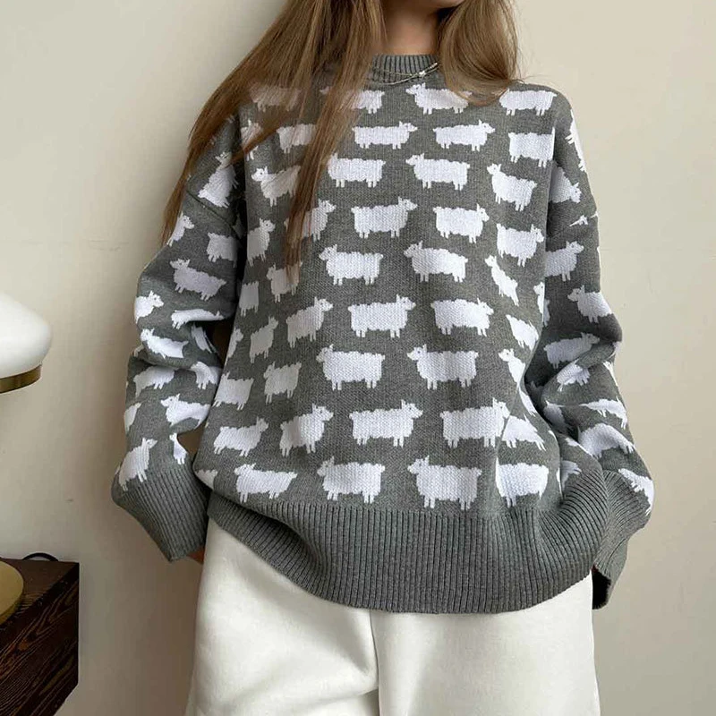 Новинка 2024 высококачественный Женский свободный стильный свитер с мультяшным