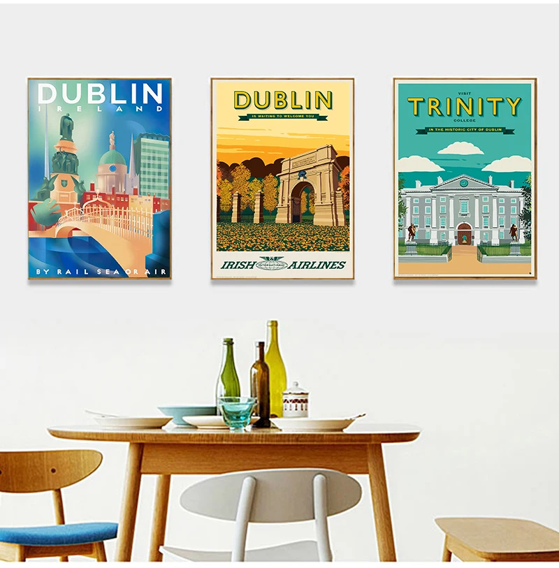 Дорожные холщовые картины из Дублина столицы Ирландии троица колледжа постеры