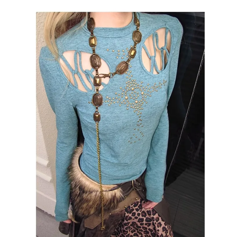 Yabi Personality Wasteland Punk вязаная нижняя рубашка легкая азиатский стиль ретро японская